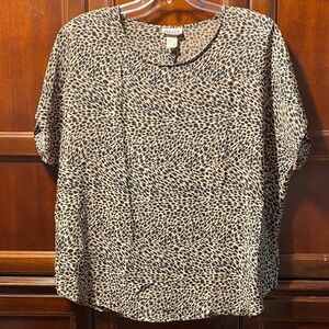 Fitting Image Leopard Print - Black and Tan size 3X short sleeve top